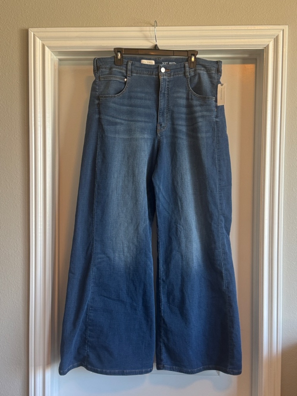 Pilcro High-Rise Wide Leg Jeans in Blue Wash